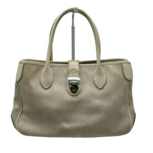 Dooney & Bourke DB Monogram Logo Purse Off White Ivory Canvas Leather Top Handle